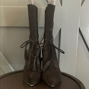 French Connection Black Lace Up Suede Boots